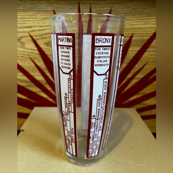 Vintage MCM Cocktail Recipe Glass Shaker - Picture 2 of 5